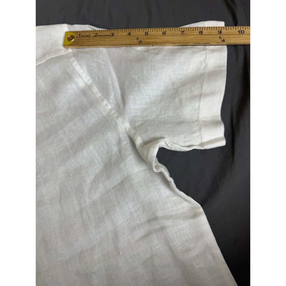 Jason Wu Mens 100% Linen Short Sleeve Button Up Shirt White Large Casual NWT - Picture 6 of 16